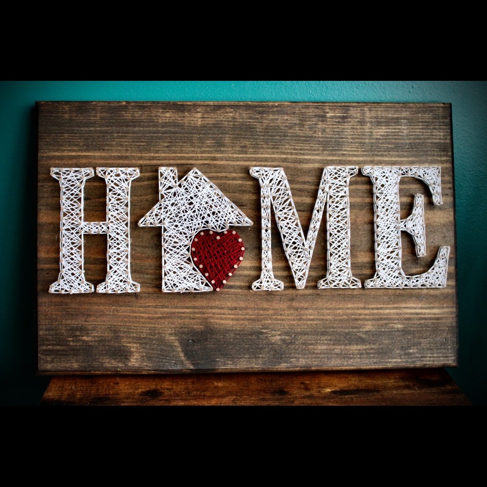 Handmade String Art Home Sign